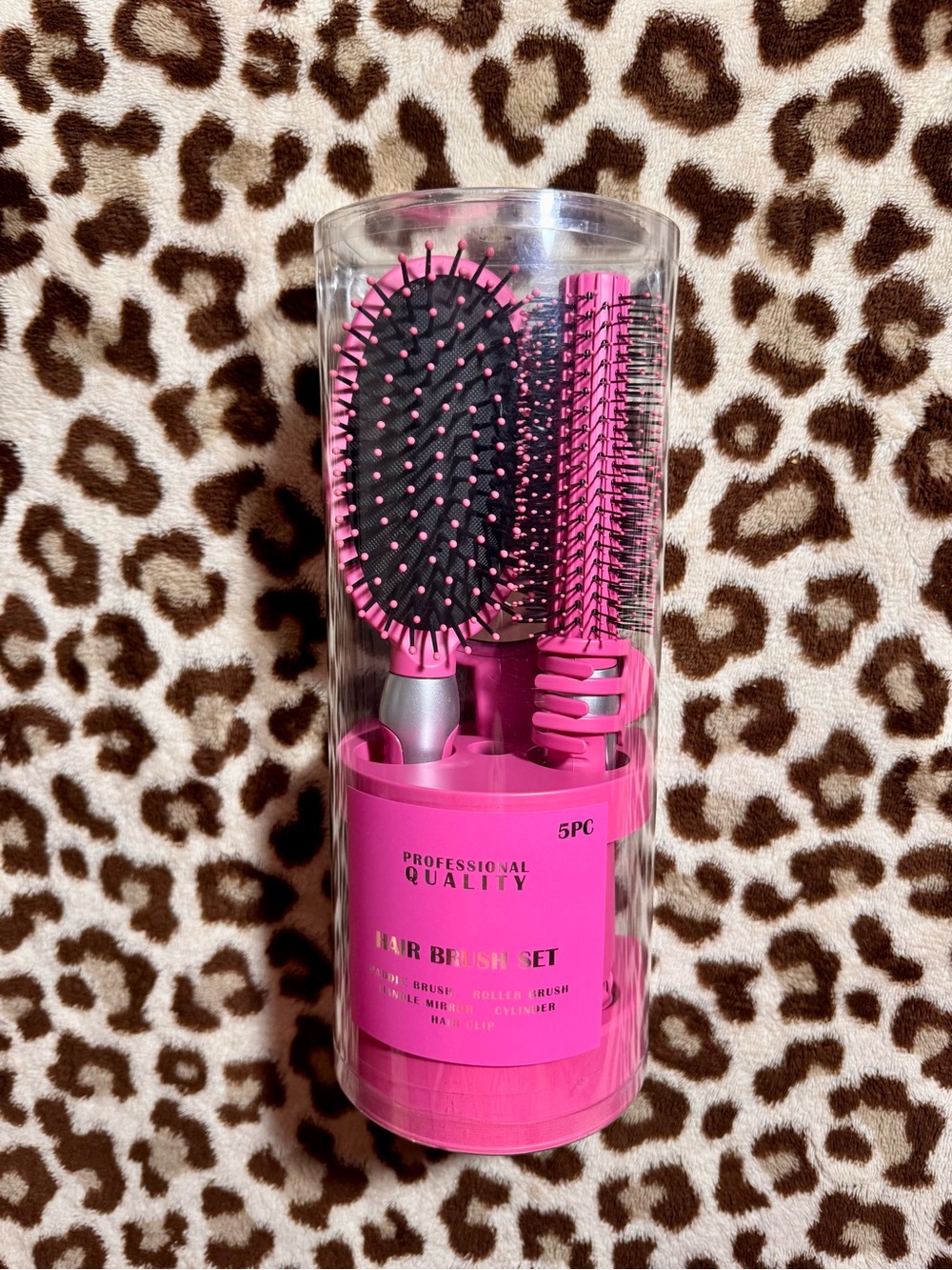 Professional Pink 5-Piece Hair Brush Set